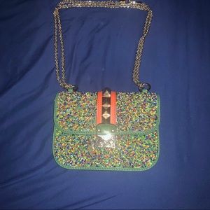 Valentino mini lock rockstud beaded bag